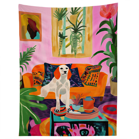 Mambo Art Studio Dog in Boho Living Room Tapestry