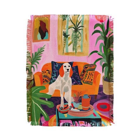 Mambo Art Studio Dog in Boho Living Room Throw Blanket
