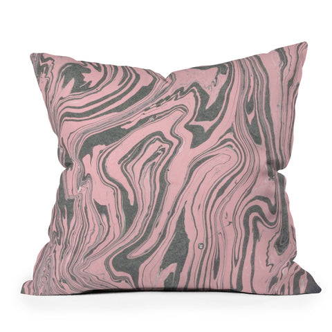 Mambo Art Studio Pink Marble Paper Outdoor Throw Pillow