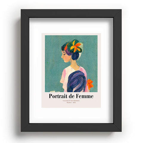 Mambo Art Studio portrait de femme flowers Recessed Framing Rectangle