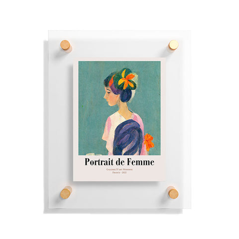 Mambo Art Studio portrait de femme flowers Floating Acrylic Print