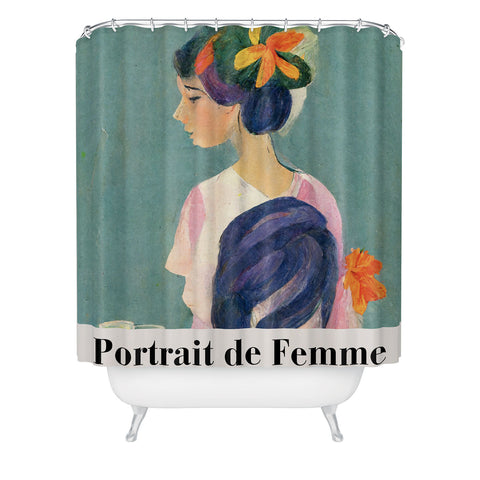 Mambo Art Studio portrait de femme flowers Shower Curtain
