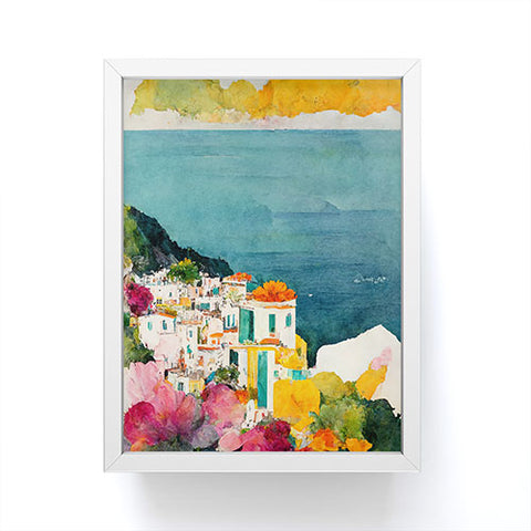 Mambo Art Studio Positano Watercolour Framed Mini Art Print