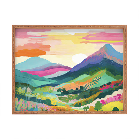 Mambo Art Studio Rainbow Mountain Painting Rectangular Tray