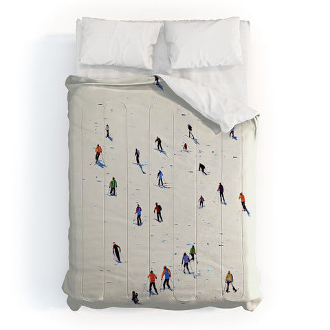 Mambo Art Studio Skiers In Crayon Comforter