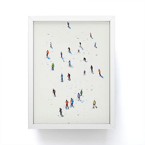 Mambo Art Studio Skiers In Crayon Framed Mini Art Print