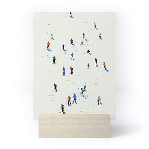 Mambo Art Studio Skiers In Crayon Mini Art Print