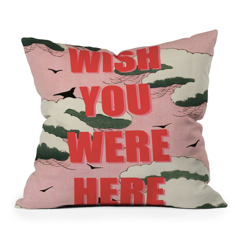 Mambo Art Studio Wish You Were Here Pink Clouds Outdoor Throw Pillow