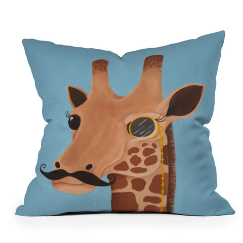 Mandy Hazell Gentleman Giraffe Outdoor Throw Pillow