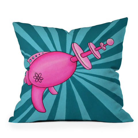 Mandy Hazell Pew Pew Pink Outdoor Throw Pillow