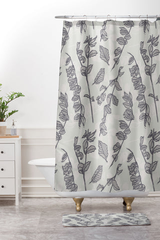 Mareike Boehmer Sketched Nature Branches 2 Shower Curtain And Mat