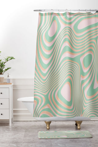 MariaMariaCreative Peach Swirl Shower Curtain And Mat