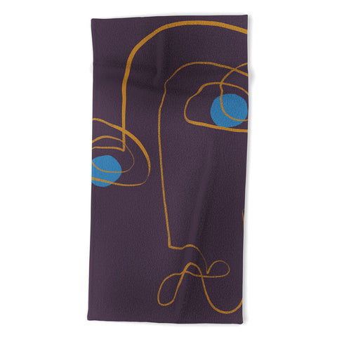 Marin Vaan Zaal Artur Minimalist Line Drawing Beach Towel