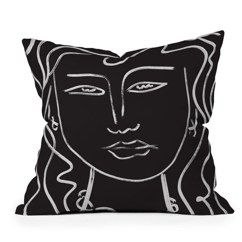 Marin Vaan Zaal Hellen Modernist Line Portrait Outdoor Throw Pillow