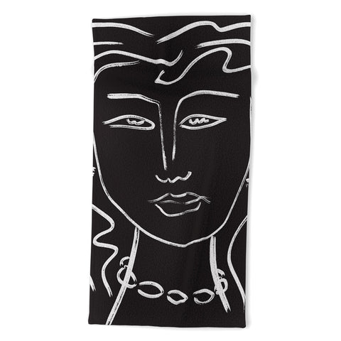Marin Vaan Zaal Hellen Modernist Line Portrait Beach Towel