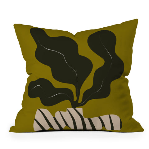 Marin Vaan Zaal Monochrome Wavy Fern in Stripe Outdoor Throw Pillow