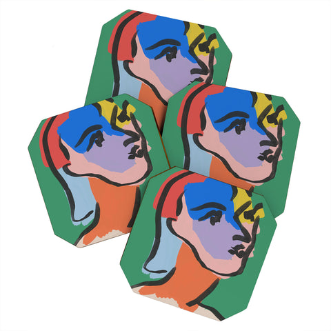Marin Vaan Zaal Ninette on Green modern minim Coaster Set
