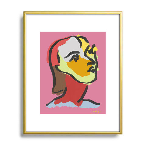 Marin Vaan Zaal Ninette on Pink Modernist col Metal Framed Art Print