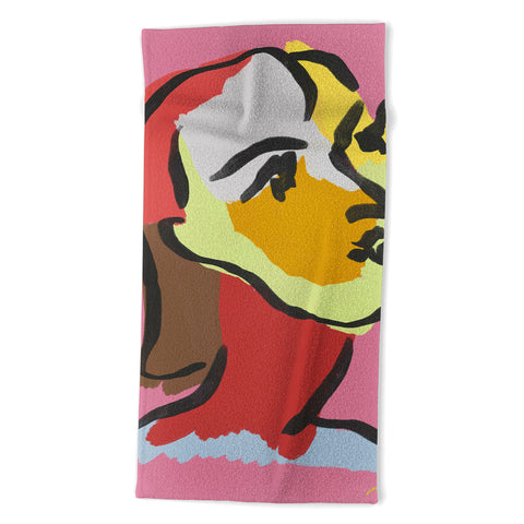 Marin Vaan Zaal Ninette on Pink Modernist col Beach Towel