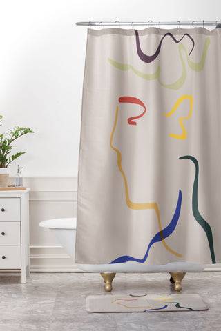 Marin Vaan Zaal Rhett modern line drawing Shower Curtain And Mat