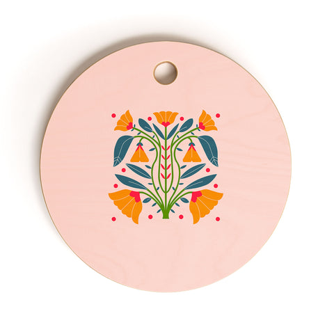 Maritza Lisa Art Nouveau Symmetric Buttercups Cutting Board Round