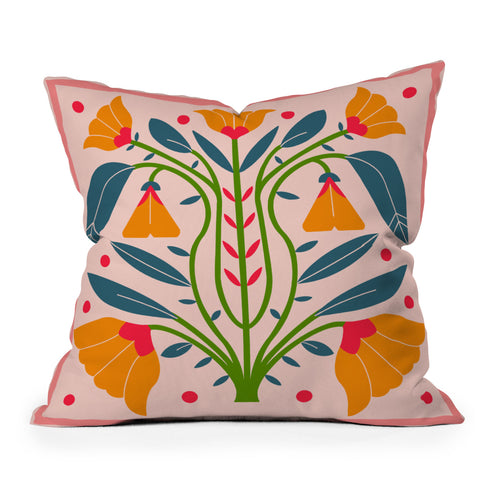 Maritza Lisa Art Nouveau Symmetric Buttercups Outdoor Throw Pillow