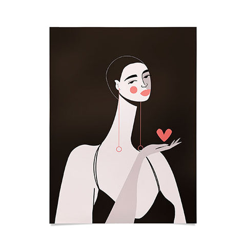 Maritza Lisa Girl With Pink Heart Poster