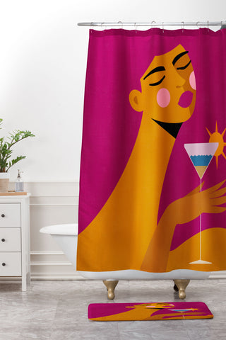 Maritza Lisa Summer Solstice Sip Shower Curtain And Mat