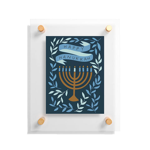 Marni Happy Hanukkah Menorah Dark Blue Floating Acrylic Print