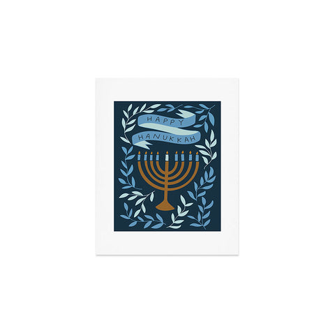 Marni Happy Hanukkah Menorah Dark Blue Art Print