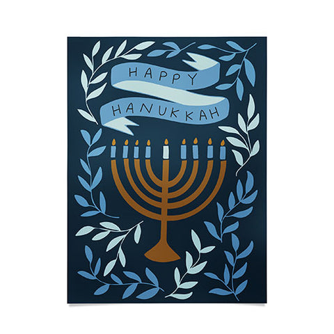 Marni Happy Hanukkah Menorah Dark Blue Poster