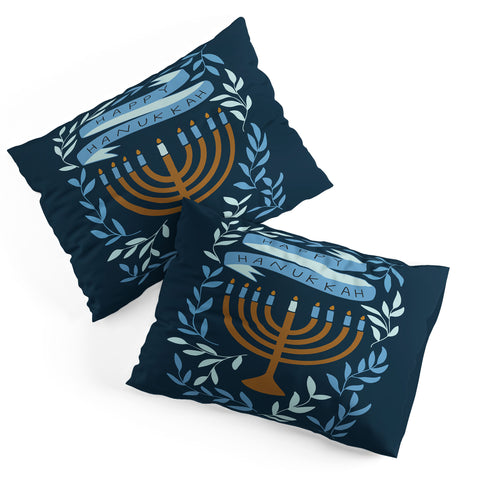 Marni Happy Hanukkah Menorah Dark Blue Pillow Shams
