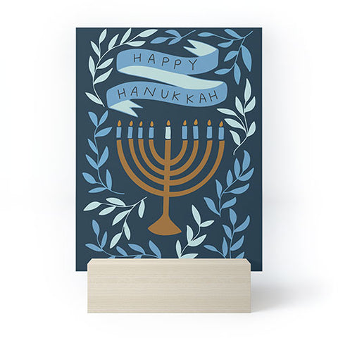 Marni Happy Hanukkah Menorah Dark Blue Mini Art Print