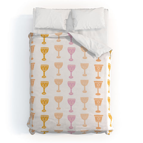 Marni Wine Cups for Passover Pastel Duvet Cover