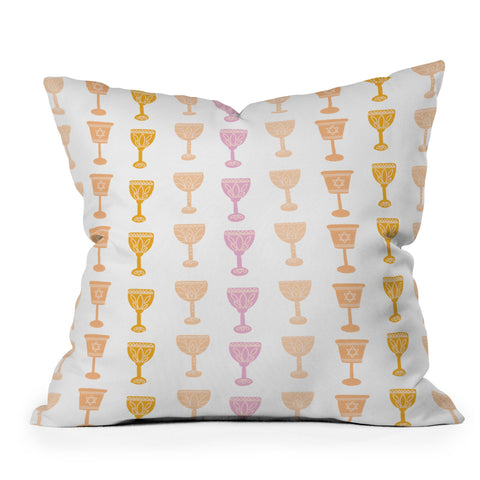 Marni Wine Cups for Passover Pastel Throw Pillow