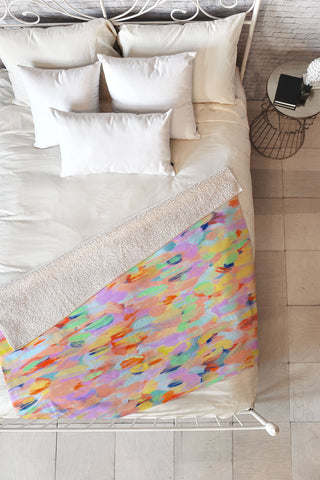 Marta Barragan Camarasa Artistic summer brushstrokes Fleece Throw Blanket