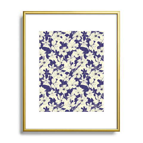 Marta Barragan Camarasa Blue white flower garden Metal Framed Art Print