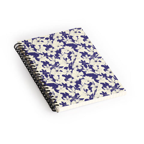 Marta Barragan Camarasa Blue white flower garden Spiral Notebook