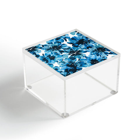Marta Barragan Camarasa Blueish flowery brushstrokes Acrylic Box