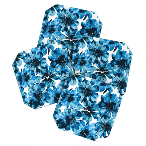 Marta Barragan Camarasa Blueish flowery brushstrokes Coaster Set