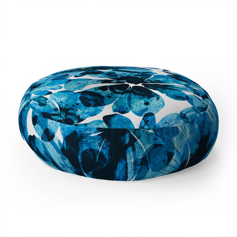 Marta Barragan Camarasa Blueish flowery brushstrokes Floor Pillow Round