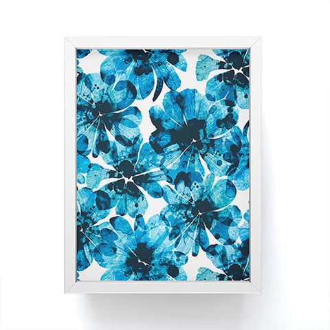 Marta Barragan Camarasa Blueish flowery brushstrokes Framed Mini Art Print