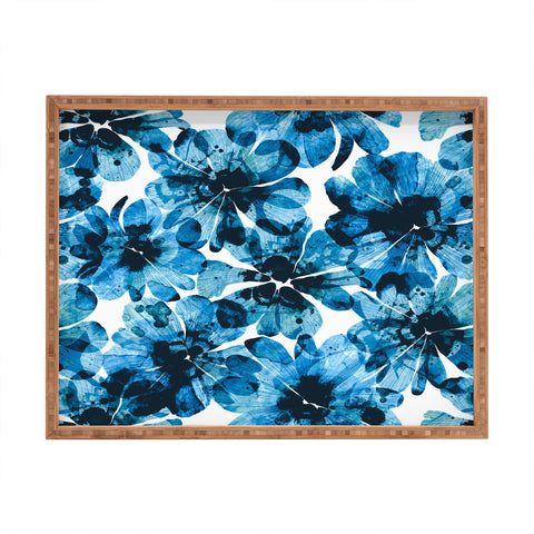 Marta Barragan Camarasa Blueish flowery brushstrokes Rectangular Tray