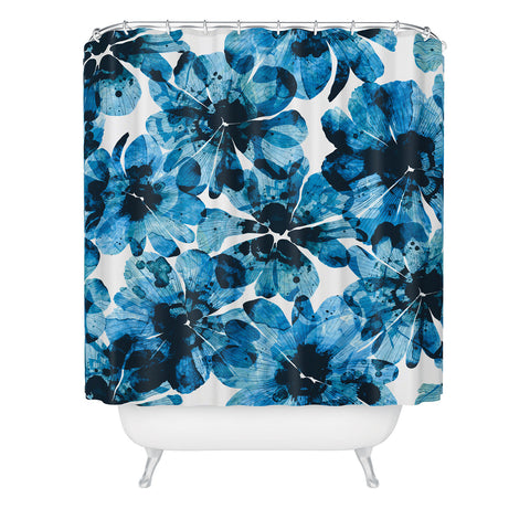 Marta Barragan Camarasa Blueish flowery brushstrokes Shower Curtain