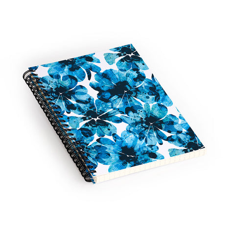 Marta Barragan Camarasa Blueish flowery brushstrokes Spiral Notebook