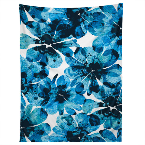 Marta Barragan Camarasa Blueish flowery brushstrokes Tapestry