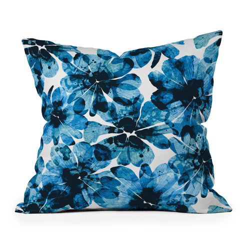 Marta Barragan Camarasa Blueish flowery brushstrokes Throw Pillow