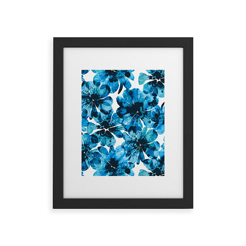Marta Barragan Camarasa Blueish flowery brushstrokes Framed Art Print
