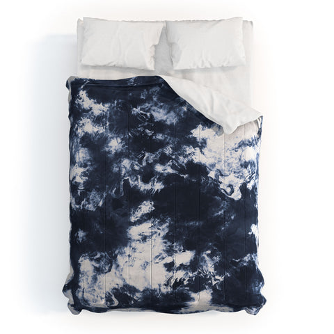 Marta Barragan Camarasa Dark blue watercolor stains 22 Comforter