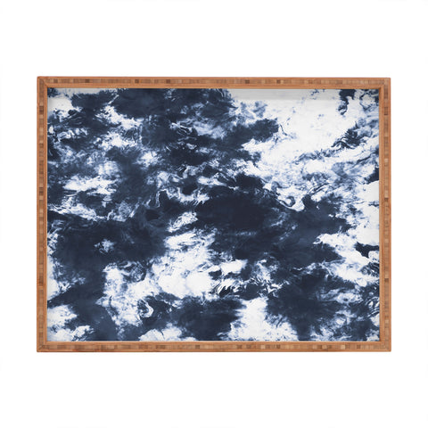 Marta Barragan Camarasa Dark blue watercolor stains 22 Rectangular Tray